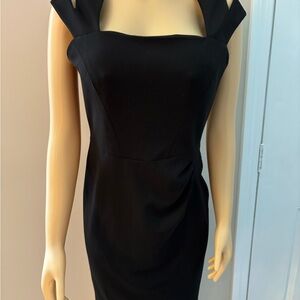 Calvin Klein Elegant Black Midi Dress 6 Stretch Sheath #21